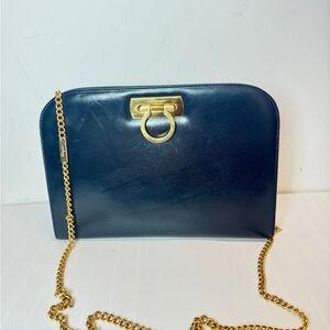 Salvatore Ferragamo black Crossbody Bag with Gold Accents